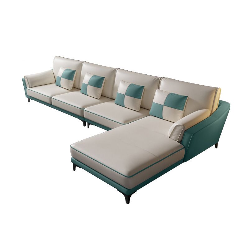 Sloped Arm Sectional Modernism Genuine Leather 3/4-seat Sectional Clearhalo 'furn' 'furn_sectionals' 'Furniture' 'Living Room Furniture' 'Sectionals' 1200x1200_c79534fd-7a84-4419-b74a-48a70293d67c