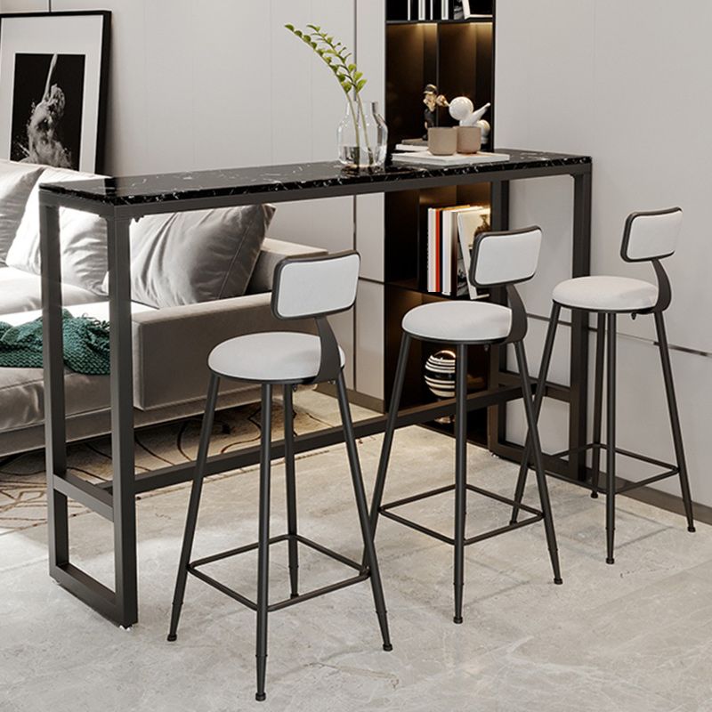 Table à manger en pierre de barre de bar à barre rectangle moderne avec piédestal à chevalet pour salle à manger