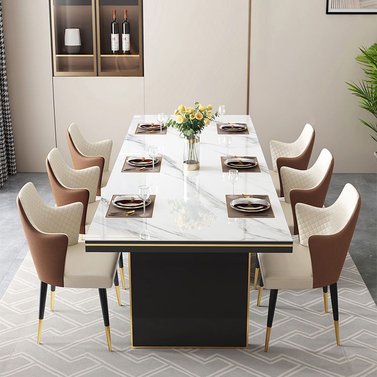 Glam 1/4/6/7/9 Pieces Dining Set Rectangle Stone Dining Table Furniture for Dining Room Clearhalo 'Dining Room Sets' 'Dining Tables & Seating' 'dining_room_set' 'furn' 'furn_dining_room_set' 'Furniture' 'furniture_dining_room_set' 'Kitchen & Dining Furniture' 'kitchen&dining_furn' 'kitchen' 1200x1200_c795f8de-4dee-4478-a9a5-500af8eac2df