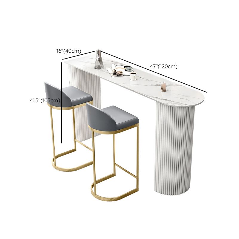 White Colour Bar Wine Table Stone Bar Dining Table with Double Pedestal Clearhalo 'Bar Furniture' 'Bar Tables' 'bar_tables' 'furn' 'furn_bar_tables' 'Furniture' 'Kitchen & Dining Furniture' 1200x1200_c796a3bb-bfc9-4a67-b320-021c97e656b2