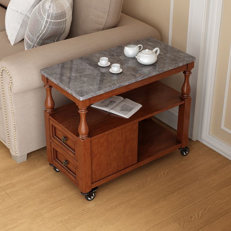 Rectangular Side Table Traditional Glossy End Table with Drawer and Shelf Clearhalo 'Coffee & Accent Tables' 'End & Side Tables' 'end_side_table' 'end_side_tables' 'furn' 'furn_end_side_tables' 'Furniture' 'furniture_end_side_table' 'Living Room Furniture' 1200x1200_c79755b5-8807-417b-9341-cb578c472dee