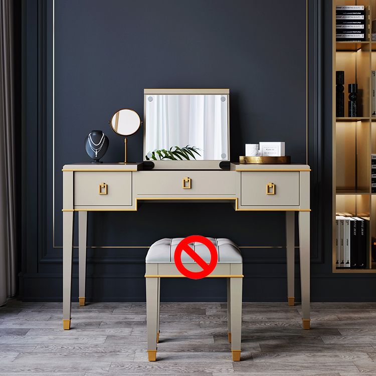 Solid Wood Make-up Vanity Mirrored Vanity Set with Padded Stool Clearhalo 'Bedroom Furniture' 'furn' 'furn_makeup_vanities' 'Furniture' 'Makeup Vanities' 'makeup_vanities' 1200x1200_c797c0e9-7661-422a-affc-191cd169bf0f