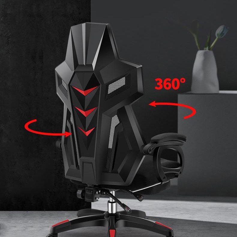 Black Nylon Frame Modern Gaming Chair Swivel Computer Desk Chair with Padded Arms Clearhalo 'furn' 'furn_office_chair' 'Furniture' 'furniture_office_chair' 'Office Chairs' 'Office Furniture' 'office_chair' 1200x1200_c797d5ad-a627-4633-ab4b-90e1239fb564