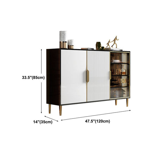 Legno ingegnerizzato glam 33.4 "H Server buffet per sala da pranzo a buffet in bianco e nero