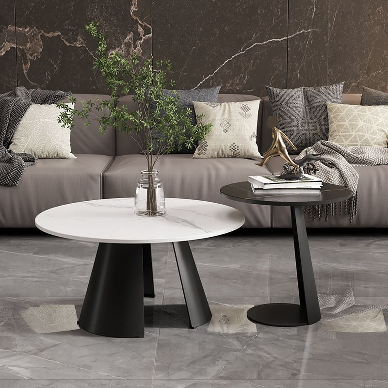 Abstraktes Basis -Design Rundes Schieferplatine Glamstil Metal Bein Couchtisch