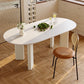 Table de dinette ovale blanche pour salle à manger Table de salle à manger avec dessus en pierre
