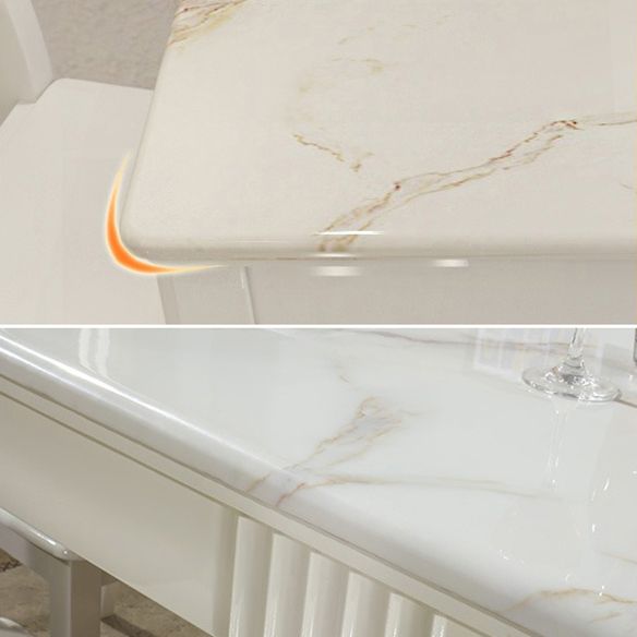 Contemporary Style Marble Dining Set with White Fixed Table and 4 Legs Base for Home Use Clearhalo 'Dining Room Sets' 'Dining Tables & Seating' 'dining_room_set' 'furn' 'furn_dining_room_set' 'Furniture' 'furniture_dining_room_set' 'Kitchen & Dining Furniture' 'kitchen&dining_furn' 'kitchen' 1200x1200_c79a94f5-00de-4a9e-a193-cab0d13fb460