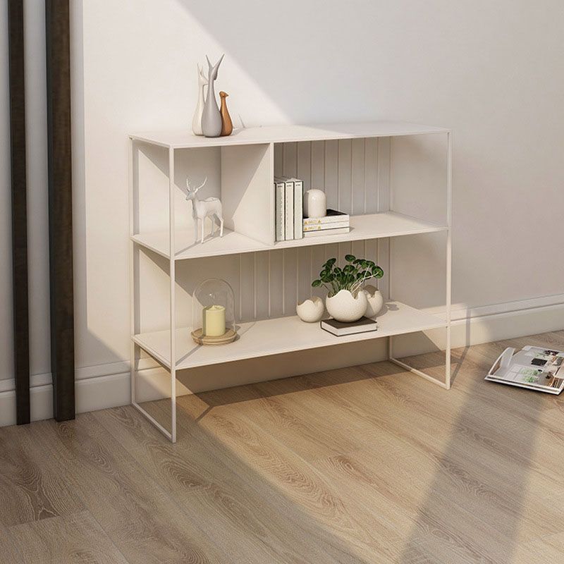 Tavolo da divano di divano con console di stoccaggio aperto moderno con scaffali per ripiani per la sala