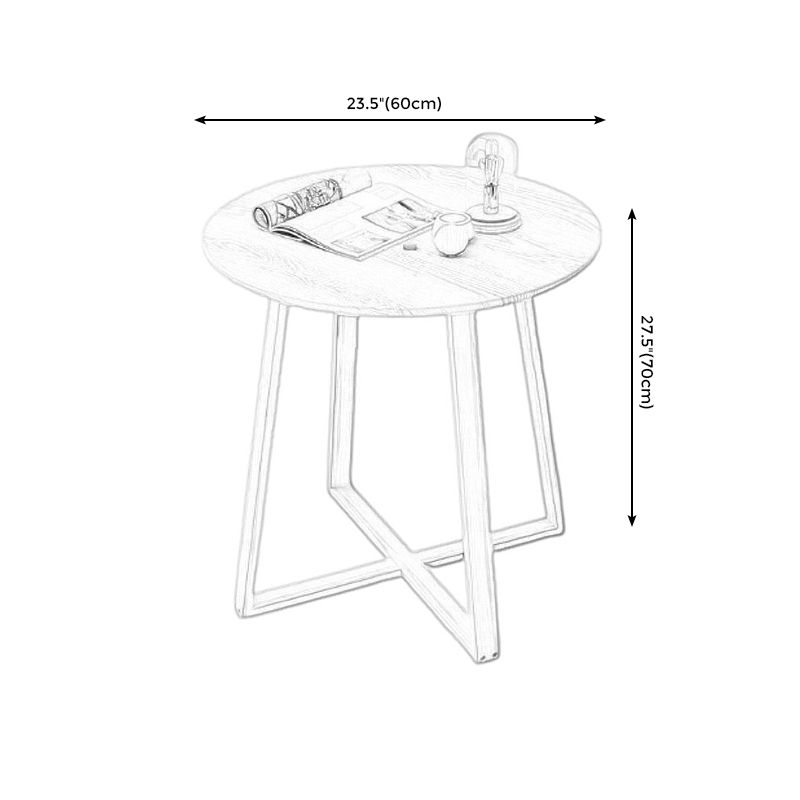 Tavolino laterale di gambe trasversali alte 27,5 "tavolo laterale tondo naturale/ bianco
