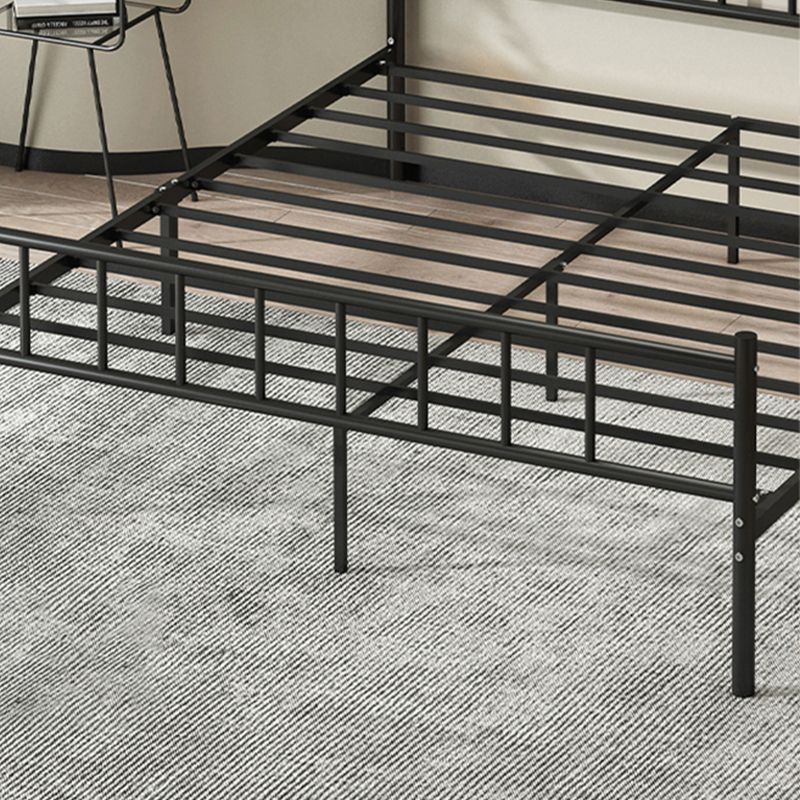 Cama estándar de metal contemporánea, cama de cabecera rectangular de marco abierto