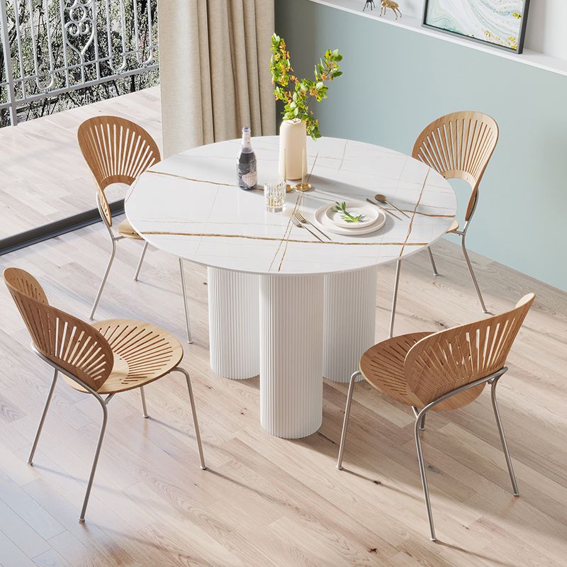 Contemporary Style Round 3 Legs Dining Table Stone Home Furniture for Indoor Clearhalo ' dining_table' 'Dining Tables & Seating' 'Dining Tables' 'furn' 'furn_dining_table' 'Furniture' 'furniture_dining_table' 'Kitchen & Dining Furniture' 'kitchen&dining_furn' 'kitchen' 'kitchen_dining_table' 1200x1200_c79d77df-6db4-47b4-ae83-06fd102c099d