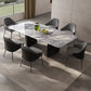 Simplicity Style Rectangle Marble Fixed Dinner Table with Double Pedestal