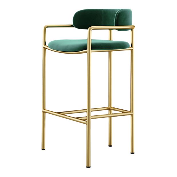 Glam Counter Height Stool Armed Upholstered Bar Stools with Metal Base Clearhalo 'Bar Furniture' 'Bar Stools' 'bar_stools' 'furn' 'furn_bar_stools' 'Furniture' 'Kitchen & Dining Furniture' 1200x1200_c79e60d8-4d3b-459e-94bd-57b47fe0955e