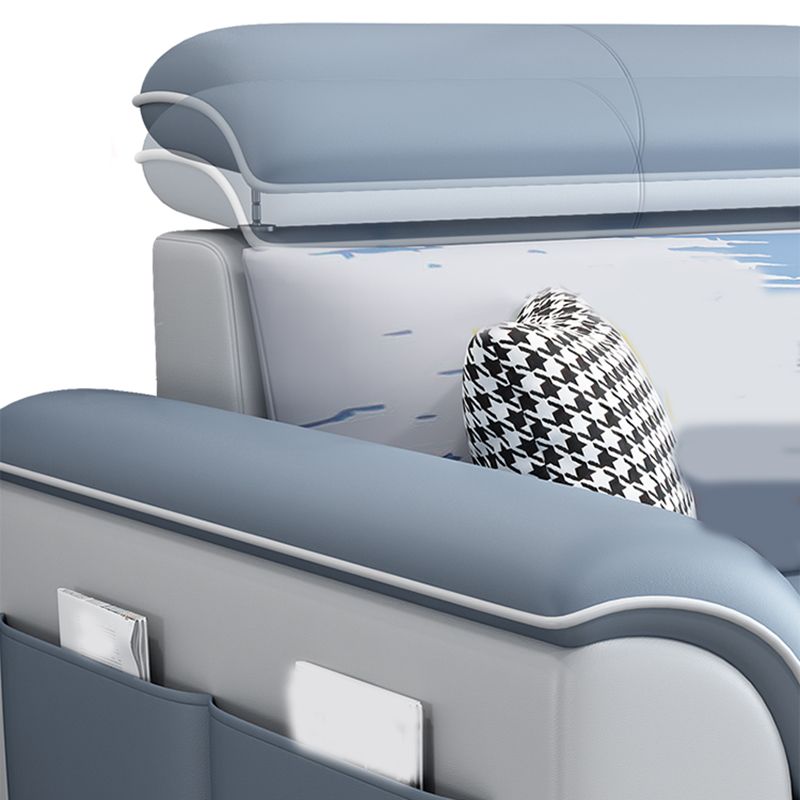 L-Shape Flared Arms Sectional 3-seat Faux Leather Sofa with Storage Clearhalo 'furn' 'furn_sectionals' 'Furniture' 'furniture_sectionals' 'Living Room Furniture' 'Sectionals' 1200x1200_c7a06f16-cb41-4af7-a1da-a6f799cff297