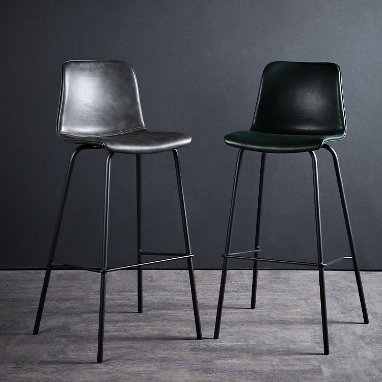 Contemporary Bar Stool Armless Leather Low Back Counter Chair with Footrest and Iron Base Clearhalo 'Bar Furniture' 'Bar Stools' 'bar_stools' 'furn' 'furn_bar_stools' 'furniture_bar_stools' 'Kitchen & Dining Furniture' 'kitchen&dining_furn' 'kitchen' 'kitchen_furn' Furniture' 1200x1200_c7a0f4ba-9260-4daa-a272-1d817827e5e5