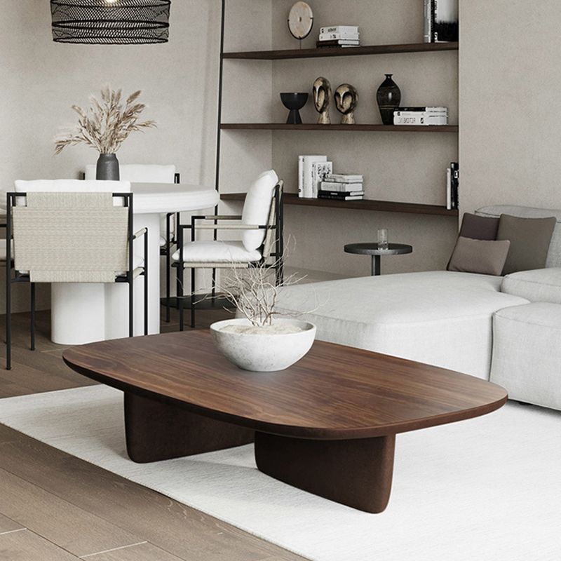 17"H Moderner Couchtisch Schwarzer Couchtisch aus massivem Holz