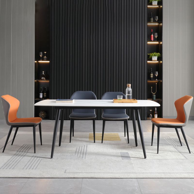 Industrial Armless Wingback Chairs PU Leather Dining Chairs for Kitchen Clearhalo ' kitchen&dining_furn' 'Dining Chairs' 'Dining Tables & Seating' 'dining_chair' 'furn' 'furn_dining_chair' 'Furniture' 'furniture_dining_chair' 'Kitchen & Dining Furniture' 'kitchen' 1200x1200_c7a44bfe-7976-4601-b5b7-89befe8a5270