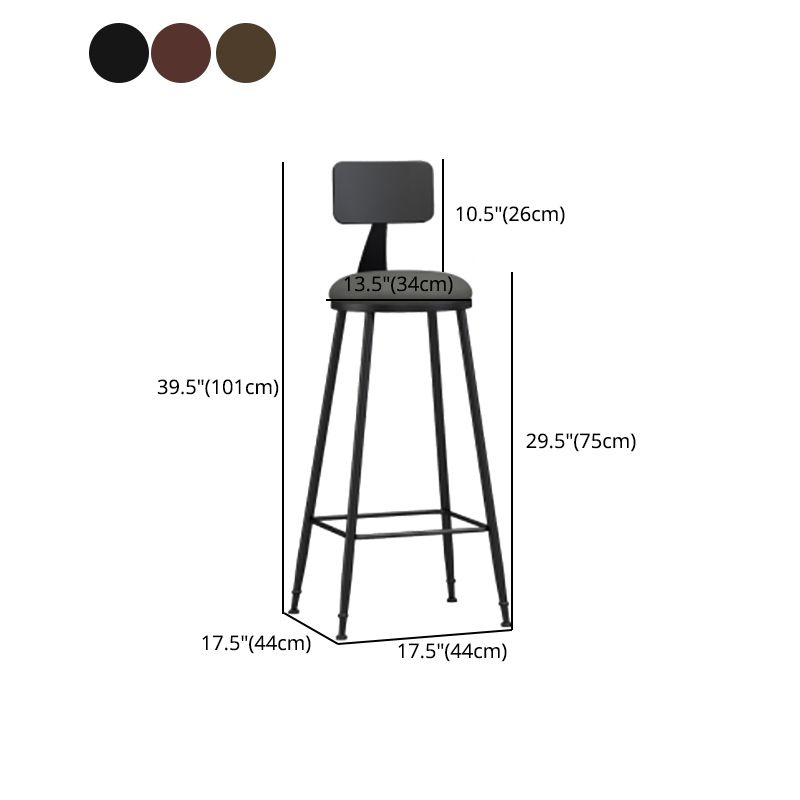 Modern Backrest Counter Stool Iron Cafe Bar Stool with Leather Cushion and Pedal Clearhalo 'Bar Furniture' 'Bar Stools' 'bar_stools' 'furn' 'furn_bar_stools' 'Furniture' 'furniture_bar_stools' 'Kitchen & Dining Furniture' 1200x1200_c7a4e503-6b02-4855-a705-578d19052bc7