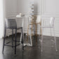 Contemporary Plastic Transparent Backrest Counter High Stool with 4 Legs