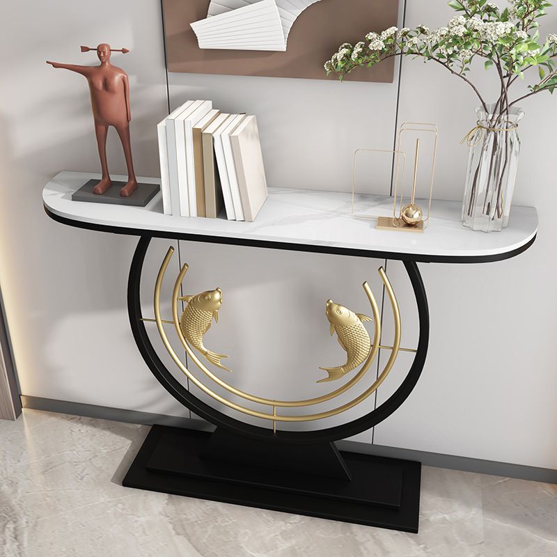 31.5 "H Modern Console Accent Table Acabado antiguo Consola Half Moon
