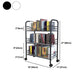Contemporary Metal Bookshelf with Wheels Open Back Bookcase for Living Room