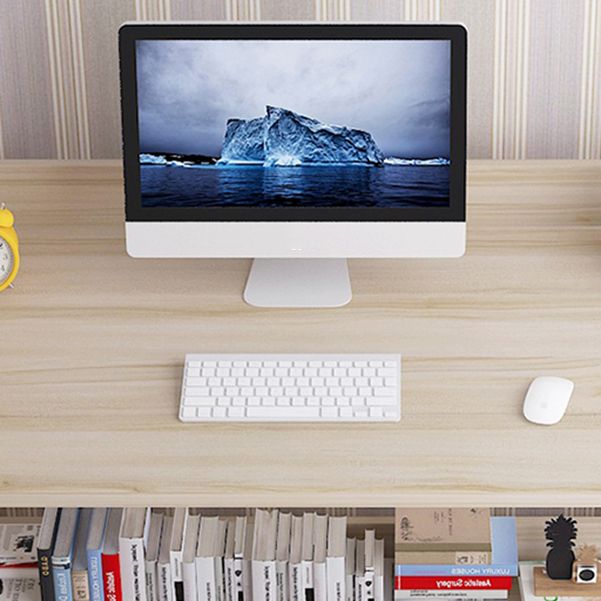 Metal and Wood Writing Desk Contemporary Corner Bedroom Office Desk with Bookshelf Clearhalo 'furn' 'furn_office_desk' 'Furniture' 'Office Desks' 'Office Furniture' 'office_desk' 1200x1200_c7a8de42-04c1-471a-b093-bb3649478136