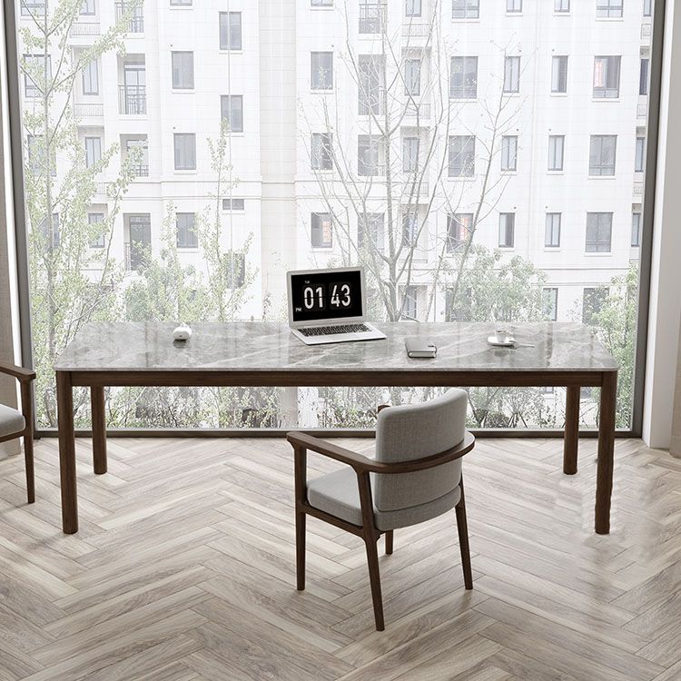 Bureau d'écriture de style industriel Bureau de tâche de forme rectangulaire en brun pour le bureau