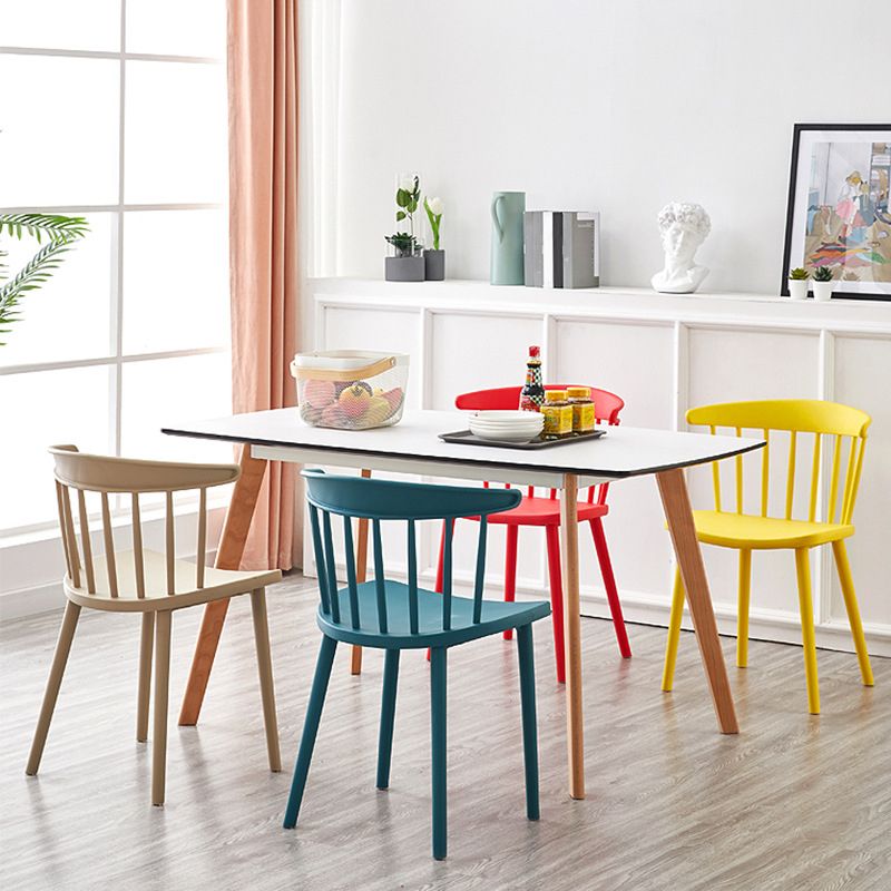 Plastic Scandinavian Kitchen Dining Room Chair Windsor Back Side Chair Clearhalo ' kitchen&dining_furn' 'Dining Chairs' 'Dining Tables & Seating' 'dining_chair' 'Furniture' 'furniture_dining_chair' 'Kitchen & Dining Furniture' 'kitchen' 1200x1200_c7a9c877-8ca0-4eb3-b9b6-c90da8e47131