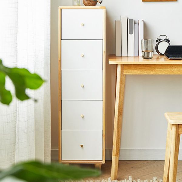 15.74" Wide Modern Wooden Accent Chest Rubberwood Chest with 5 Drawers