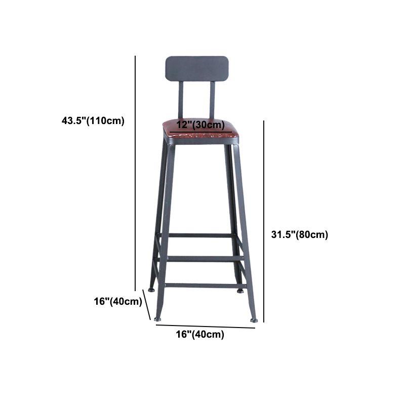 Industrial Armless Counter Stool Iron Cafe Bar Stool with Leather Cushion Clearhalo 'Bar Furniture' 'Bar Stools' 'bar_stools' 'furn' 'furn_bar_stools' 'Furniture' 'furniture_bar_stools' 'Kitchen & Dining Furniture' 1200x1200_c7aba33a-d51e-4798-86dc-2ed1ec715bdf