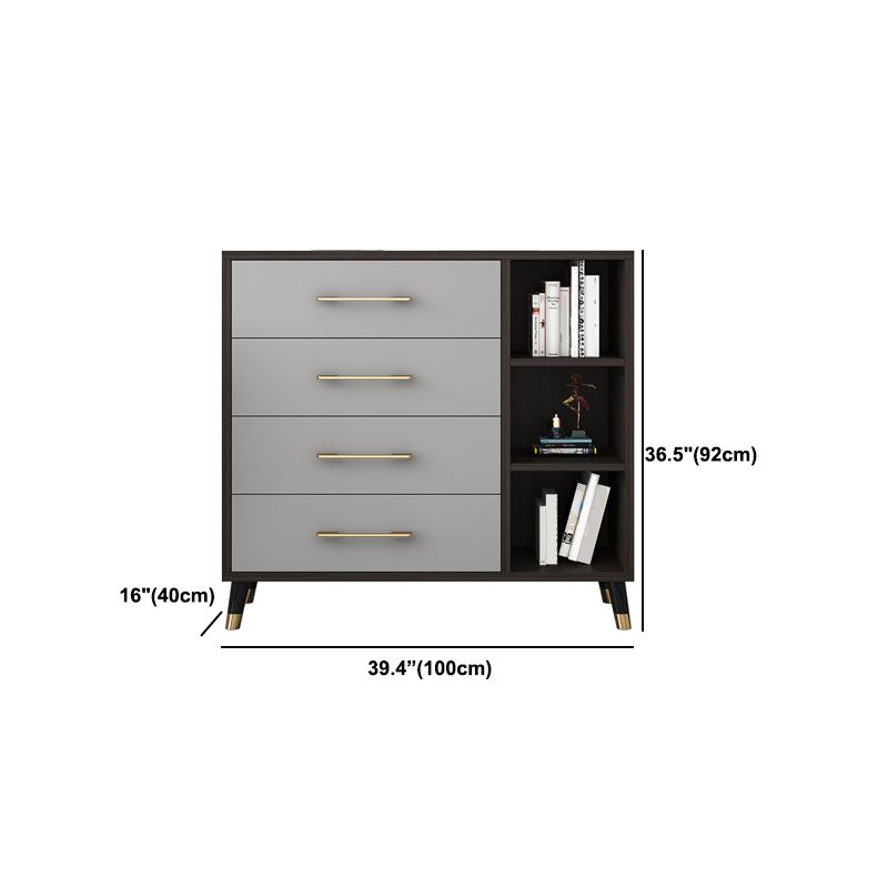 Classic Glam Wood Dresser Gray Soft-Close Lades Opbergkast