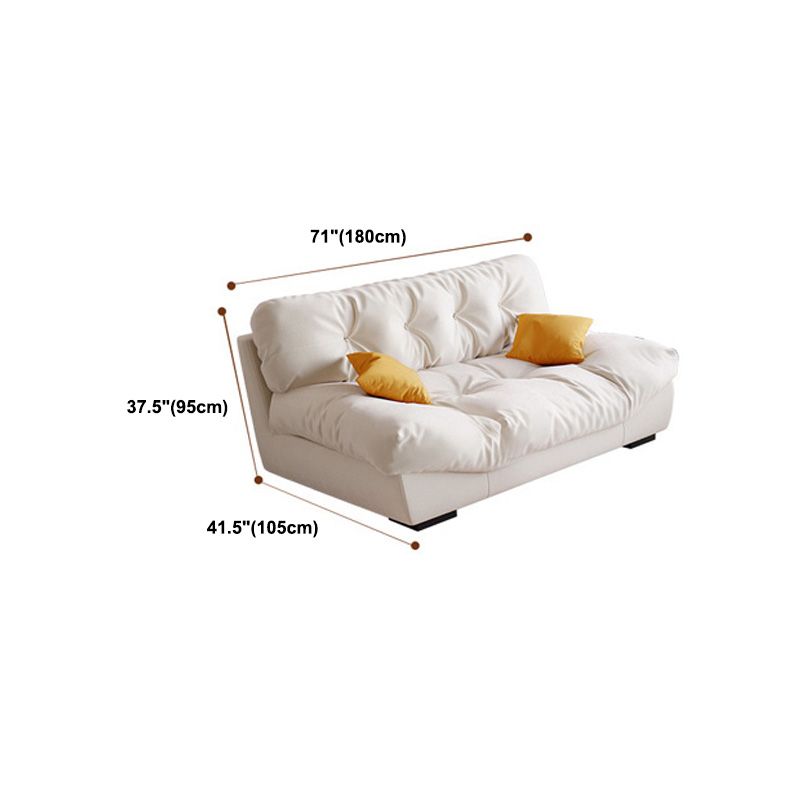 ベージュのコンテンポラリーフェイクレザー/スエードアームレス房のソファソファ