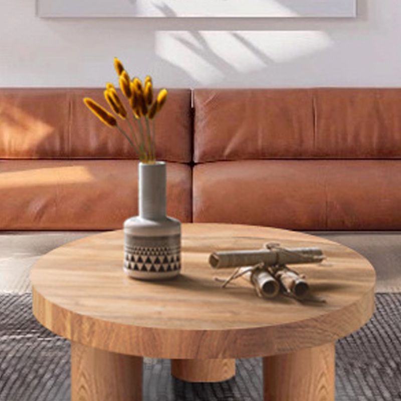 Scandinavian Round Solid Wood Coffee Table Natural 3 Legs Cocktail Table Clearhalo 'Coffee & Accent Tables' 'Coffee Tables' 'coffee_tables' 'furn' 'furn_coffee_tables' 'Furniture' 'Living Room Furniture' 1200x1200_c7b16016-d340-4ad2-b1e5-5ef2cff02df2