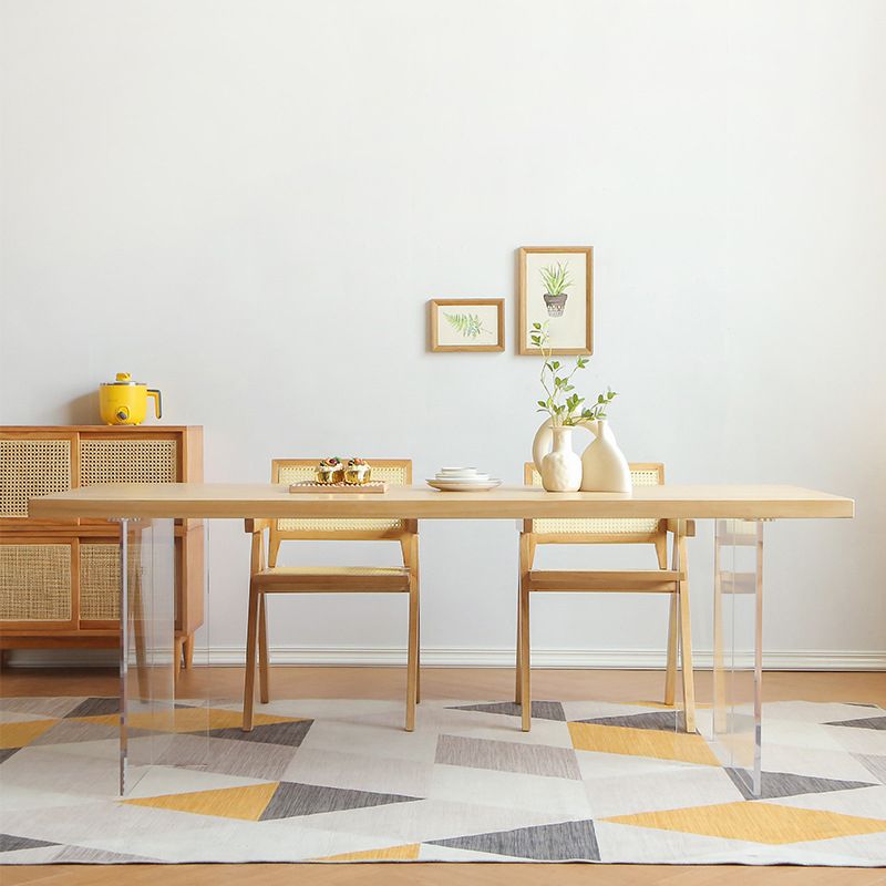 Modern Rectangular Dining Table Set 1/3/5 Pieces Solid Wood Dining Room Set