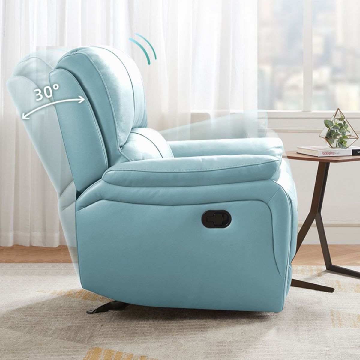 Moderne recliner stoel USB -ladingpoort vaste kleur Standaardrecliner