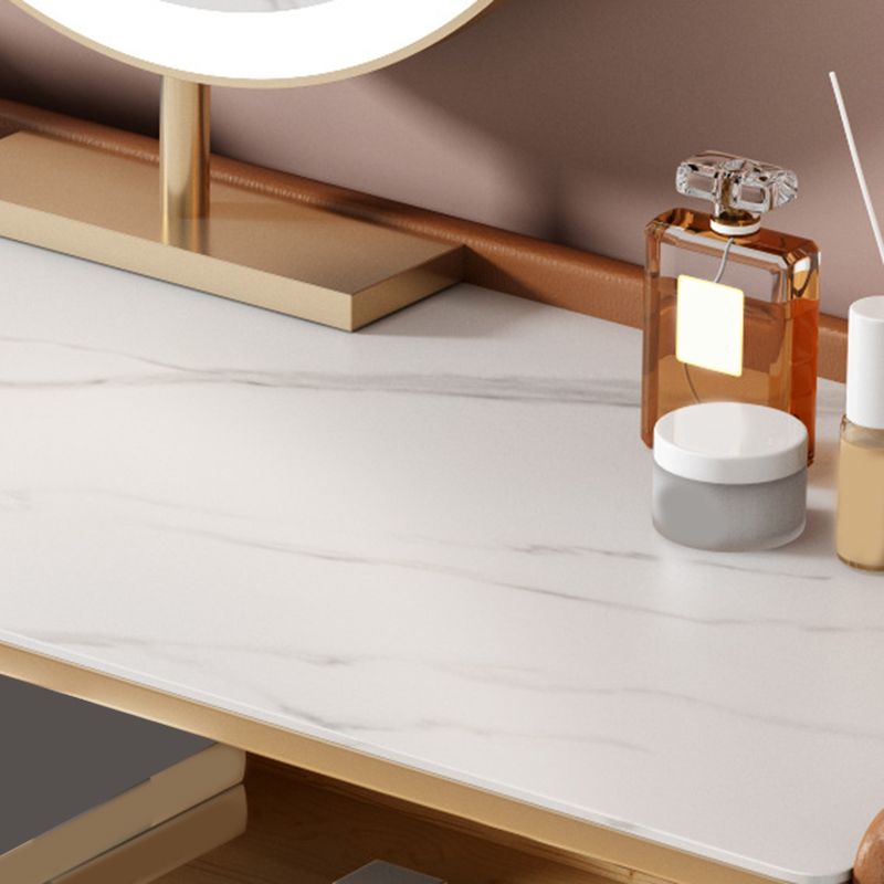 Luxurious Stone Top Dressing Table Bedroom Make-up Vanity in Orange