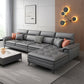 133.86" L √ó 68.89" W √ó 37.40" H Faux Leather Sofa High Back Square Arm Sectional Clearhalo 'furn' 'furn_sectionals' 'Furniture' 'furniture_sectionals' 'kitchen' 'kitchen_sectionals' 'Living Room Furniture' 'Sectionals' 1200x1200_c7b58e59-af6a-45f6-a5f7-1b60cf3aa7f9
