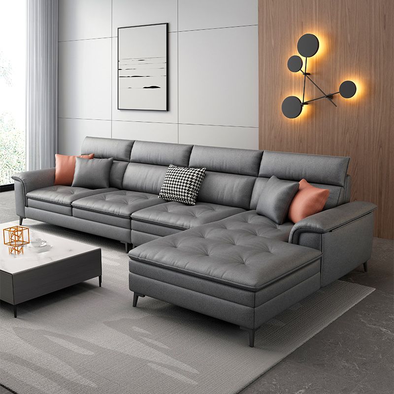 133.86" L √ó 68.89" W √ó 37.40" H Faux Leather Sofa High Back Square Arm Sectional Clearhalo 'furn' 'furn_sectionals' 'Furniture' 'furniture_sectionals' 'kitchen' 'kitchen_sectionals' 'Living Room Furniture' 'Sectionals' 1200x1200_c7b58e59-af6a-45f6-a5f7-1b60cf3aa7f9