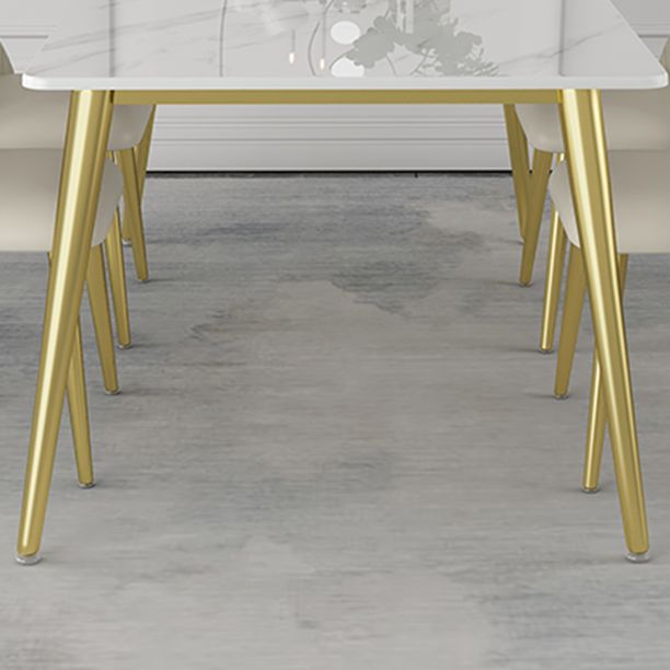 Glam 1/5/6/7 Pieces Dinette Set with White Sintered Stone Top Rectangle Dining Table Set Clearhalo 'Dining Room Sets' 'Dining Tables & Seating' 'dining_room_set' 'furn' 'furn_dining_room_set' 'Furniture' 'furniture_dining_room_set' 'Kitchen & Dining Furniture' 1200x1200_c7b6dfbe-b597-44f4-ba49-73fa2e5b4689