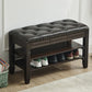 14" W Rectangle Seating Bench Cushioned Shoe Storage Entryway Bench