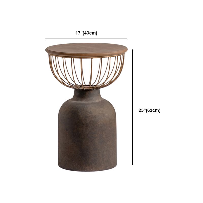 Rustic Iron Pedestal Round Wood Top Coffee Table - Distressed Surface Treatment Clearhalo 'Coffee & Accent Tables' 'Coffee Tables' 'coffee_tables' 'furn' 'furn_coffee_tables' 'Furniture' 'Living Room Furniture' 1200x1200_c7b7648f-8f62-4d7b-878a-b2b7461d8bda
