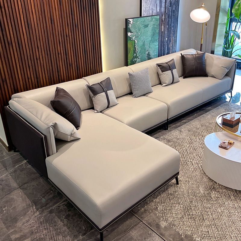 Modern Faux Leather Pillow Top Arm Sofa/Sectional Pillowed Back Cushions Clearhalo 'furn' 'furn_sectionals' 'Furniture' 'furniture_sectionals' 'kitchen' 'kitchen_sectionals' 'Living Room Furniture' 'Sectionals' 1200x1200_c7b88a1e-022a-44e6-b8ab-bf40fad0743e