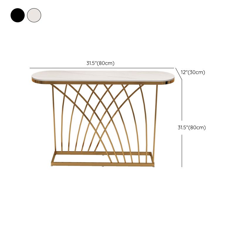 Tabella di accento ovale di pietra 1-scaffale 11,81 "W tavolo console per sala