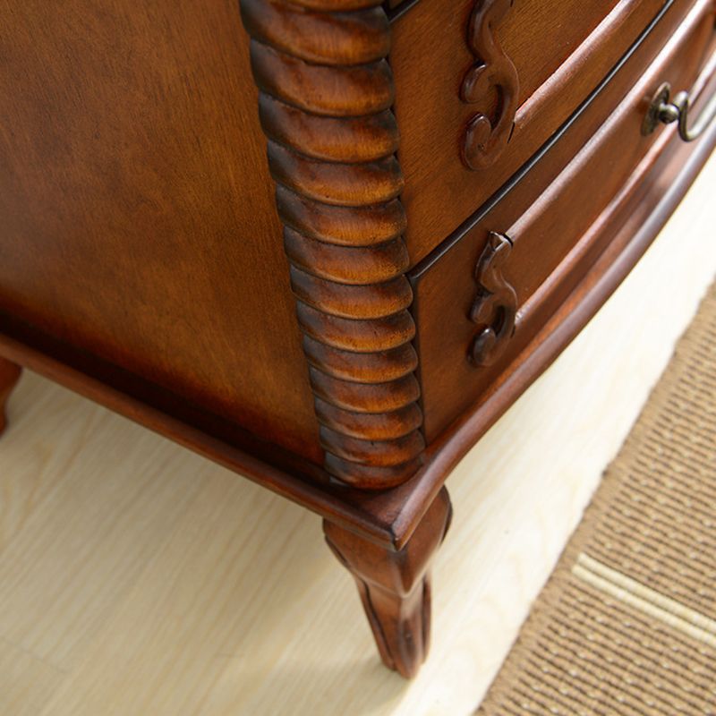 37.4 '"Cofre de madera marrón de alto, gabinete de acento rectangular con cajones