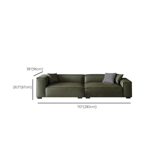 Glam Sofa Echtes Leder Wohnzimmer Quadrat Arm Kissen grüne Standardsofa