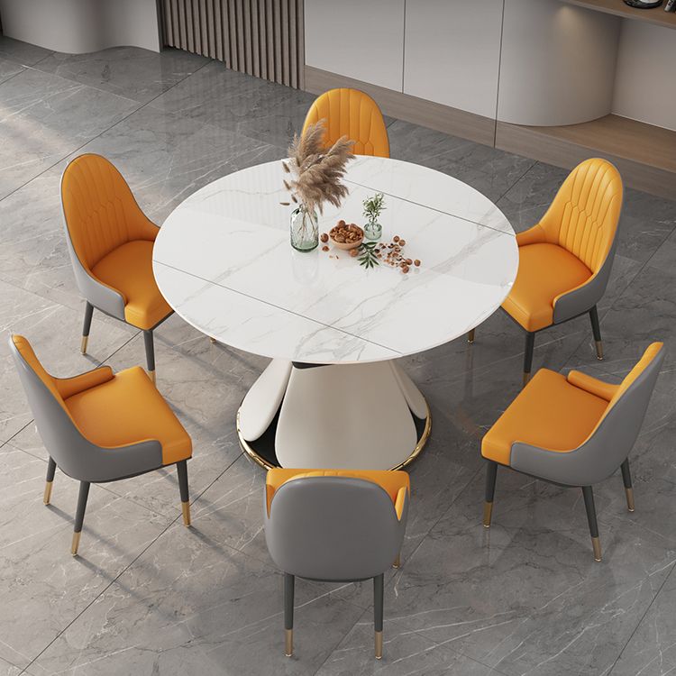53'' Luxury Sintered Stone Dining Table Extendable Rectangle Table with Metal Pedestal Clearhalo ' dining_table' 'Dining Tables & Seating' 'Dining Tables' 'furn' 'furn_dining_table' 'Furniture' 'furniture_dining_table' 'Kitchen & Dining Furniture' 'kitchen&dining_furn' 'kitchen' 'kitchen_dining_table' 1200x1200_c7bce2c4-26ee-4170-8734-9c8aca335640