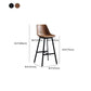 Faux Leather Dining Stools Armless Bucket Bar Stools with Footrest