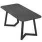 Mesa de comedor rectangular industrial de piedra sinterizada negra con base de metal