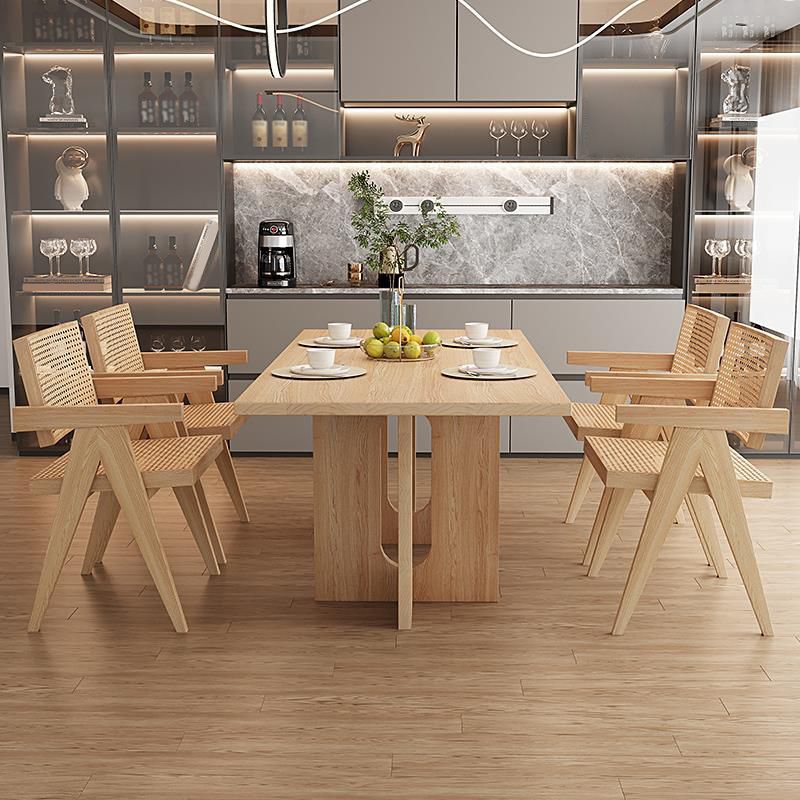 Rectangle Double Base Dining Table Modern Pine Wood Table for Kitchen Clearhalo 'Dining Tables & Seating' 'Dining Tables' 'dining_table' 'furn' 'furn_dining_table' 'Furniture' 'Kitchen & Dining Furniture' 1200x1200_c7c0cc83-b78d-471a-9b2e-a449b3c3cb42