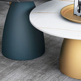 Slate Round Coffee Table Glam Pedestal No Distressing Coffee Table Set